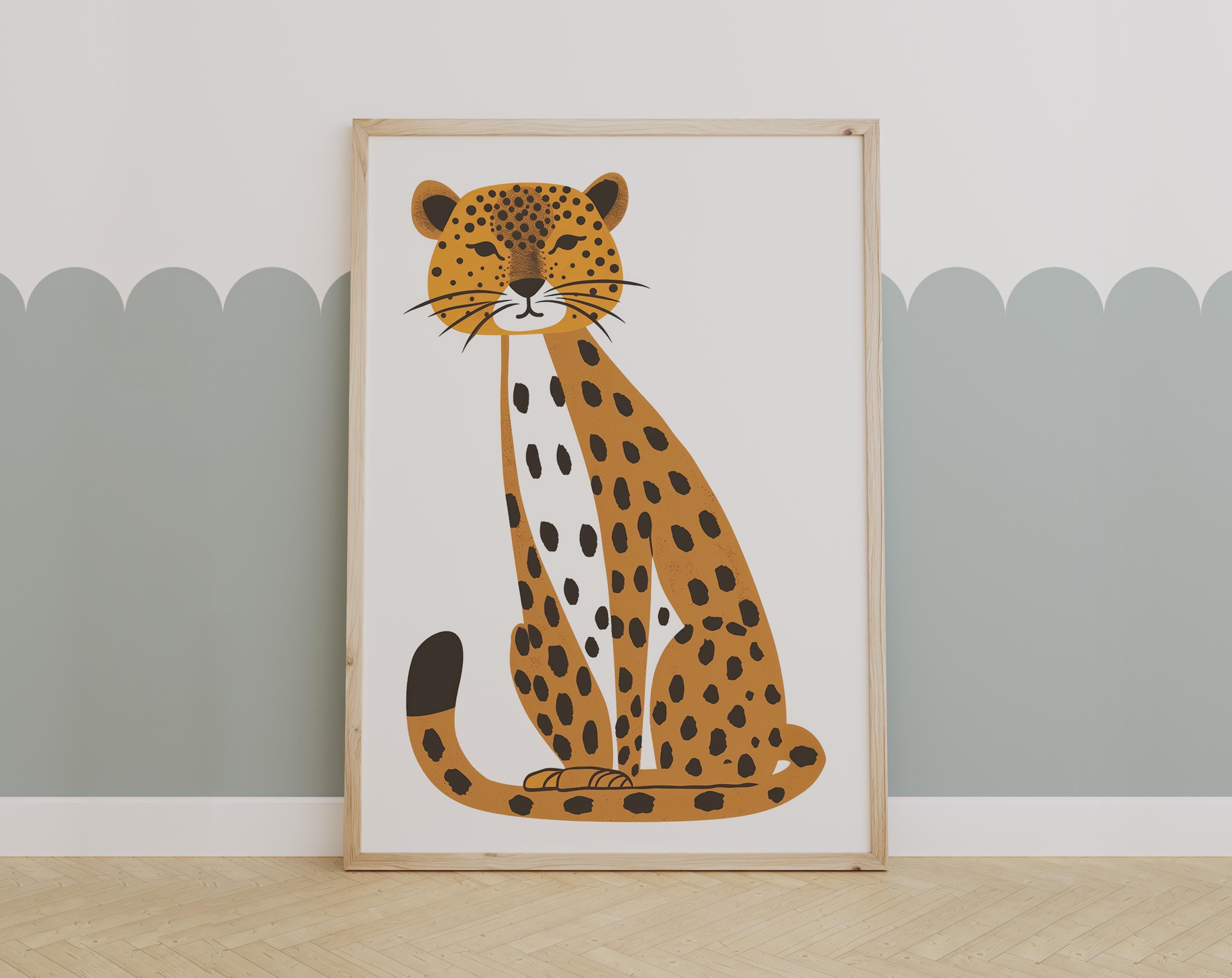 Cheetah Nursery Wall Art, Safari Animal Print for Jungle Kids Room ...