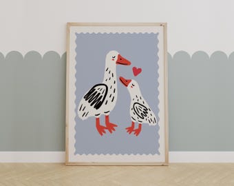 Mama Duck Poster, Kinderzimmer-Druck, Kinder-Schlafzimmer-Kunst, niedliche Wandkunst, Kinderzimmer-Wandkunst, Kinderzimmer-Druck, Spielzimmerdekor