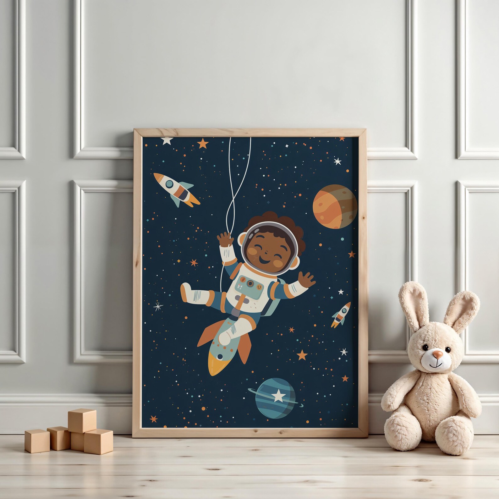 Galaxy Astronaut Wall Art – Space Theme Kids Room Decor, Outer Space ...