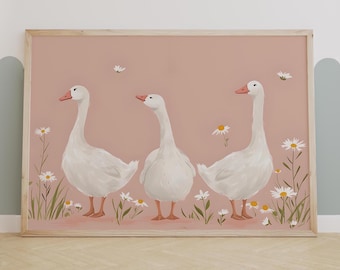 Silly Goose Print, Wall Art, Retro Wall Art, Quirky Art, Nursery Art, Nursery Wall Art, Animal Wall Art