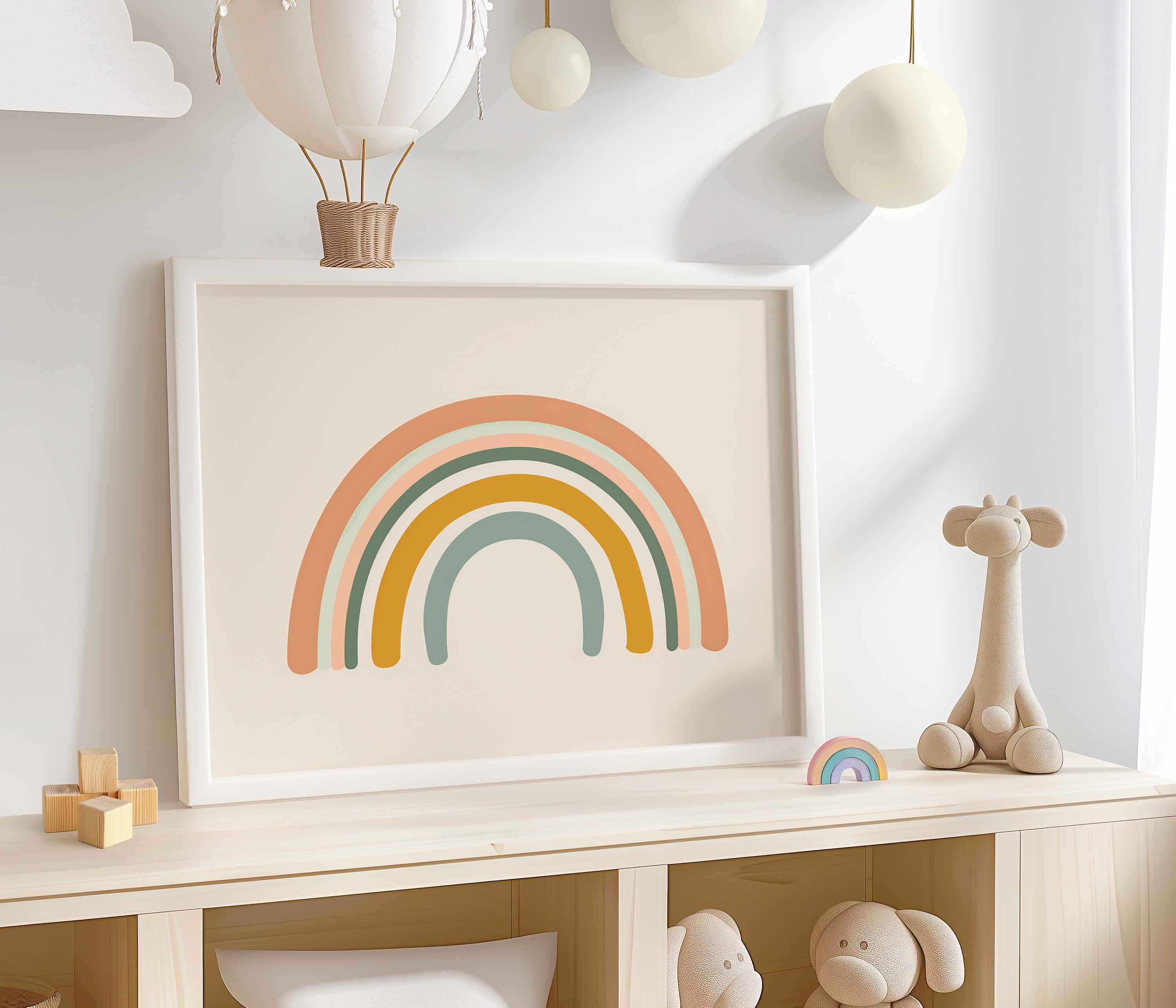 Boho Rainbow Wall Art Print - Neutral Nursery Decor for Kids Room, Baby ...