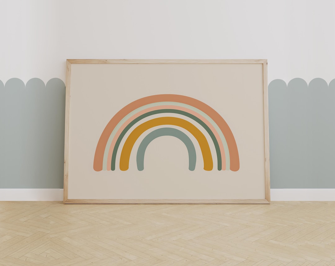 Boho Rainbow Wall Art Print - Neutral Nursery Decor for Kids Room, Baby ...