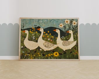 Silly Goose Print, Wall Art, Retro Wall Art, Quirky Art, Nursery Art, Nursery Wall Art, Animal Wall Art