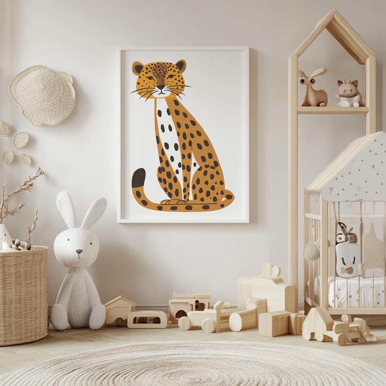 Cheetah Nursery Wall Art, Safari Animal Print for Jungle Kids Room ...