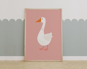 Silly Goose Print, Wall Art, Retro Wall Art, Quirky Art, Nursery Art, Nursery Wall Art, Animal Wall Art