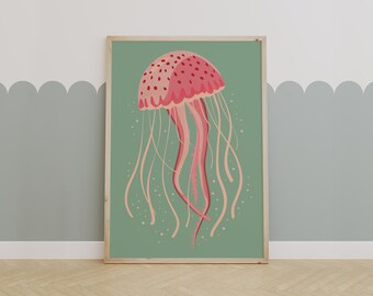 Cute Jellyfish Wall Art – Whimsical Sea Creature for Ocean Themed Nursery or Kids Room