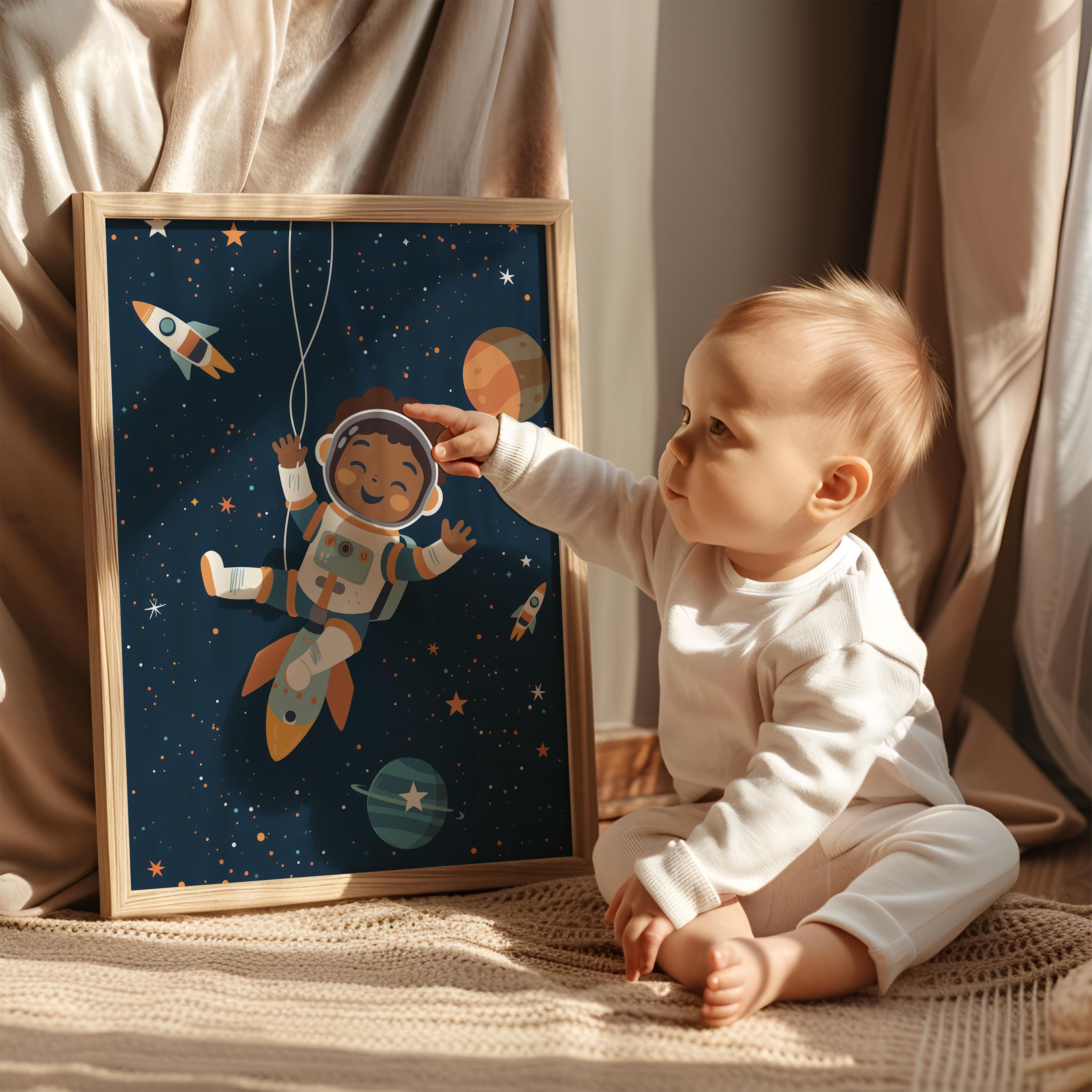 Galaxy Astronaut Wall Art – Space Theme Kids Room Decor, Outer Space ...