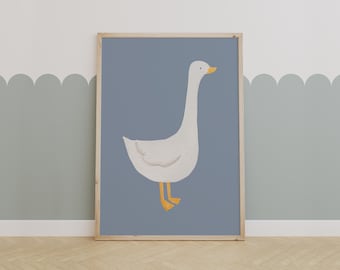 Silly Goose Print, Wall Art, Retro Wall Art, Quirky Art, Nursery Art, Nursery Wall Art, Animal Wall Art