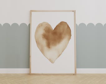Minimalist Boho Heart - Neutral Aesthetic Wall Art Print