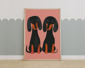 Dachshund Duo – Adorable Sausage Dog Print for Nursery or Kids Room