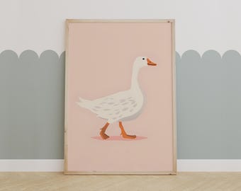 Silly Goose Print, Wall Art, Retro Wall Art, Quirky Art, Nursery Art, Nursery Wall Art, Animal Wall Art