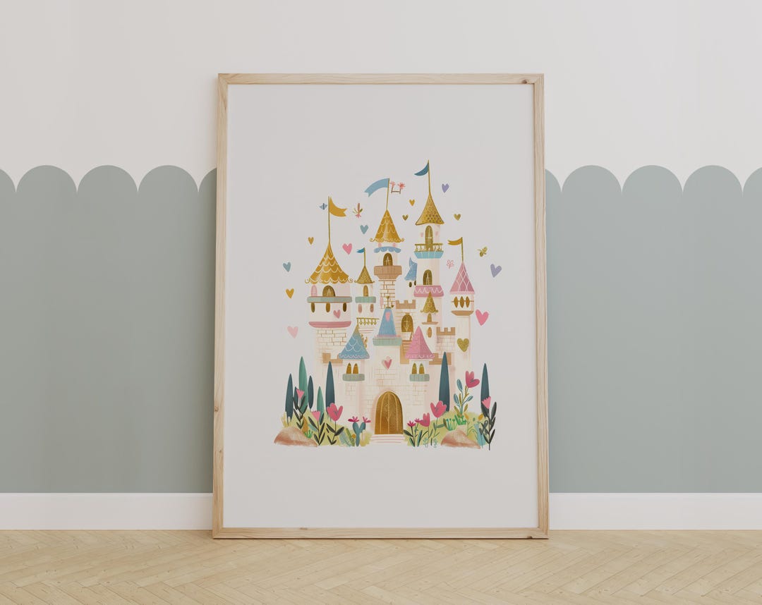 Pastel Princess Castle Wall Art | Fairytale Nursery Decor | Whimsical ...