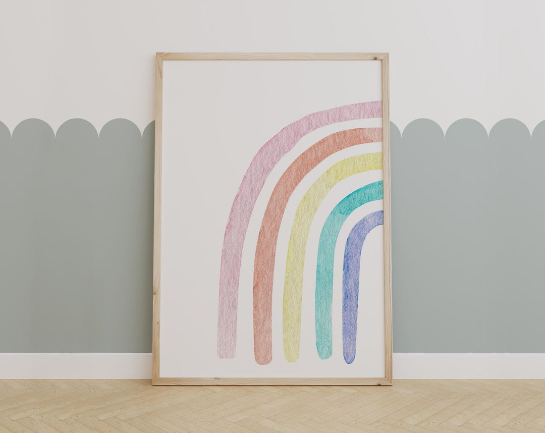 Pastel Rainbow Wall Art Print | Minimalist Nursery Decor | Soft ...
