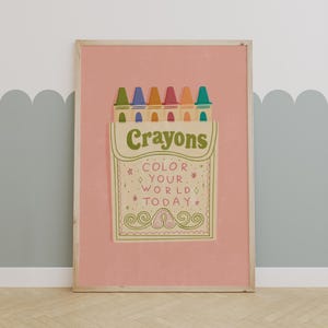 Colorful Crayons Print, Kids Playroom Decor,  Wall Art, Modern Nursery Art, Educational School Wall Poster