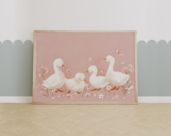 Silly Goose Print, Wall Art, Retro Wall Art, Quirky Art, Nursery Art, Nursery Wall Art, Animal Wall Art