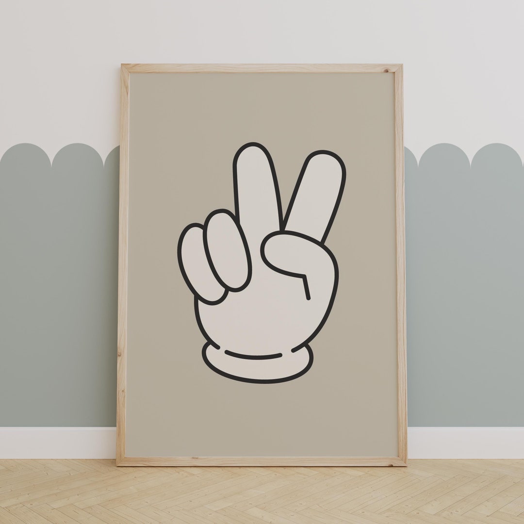 Peace Sign Neutral Peace Sign Hand Art Print | Minimalist Wall Decor | Modern Kids Room ...