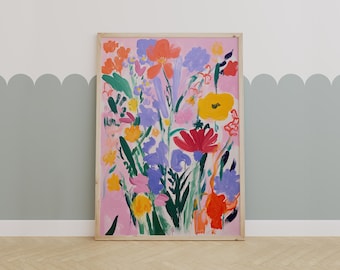 Colorful Abstract Flower Bouquet – Modern Floral Wall Art