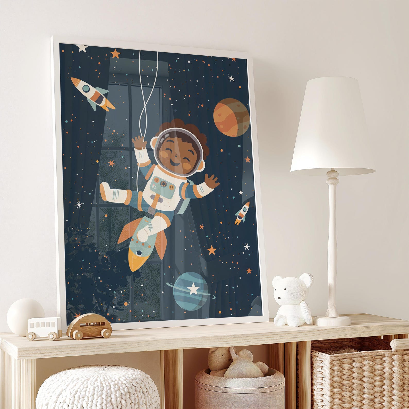 Galaxy Astronaut Wall Art – Space Theme Kids Room Decor, Outer Space ...