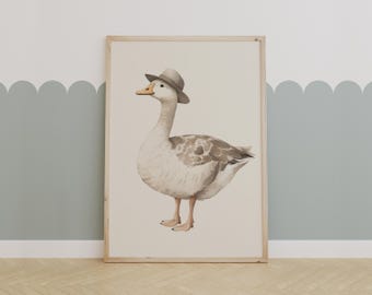 Silly Goose Print, Wall Art, Retro Wall Art, Quirky Art, Nursery Art, Nursery Wall Art, Animal Wall Art