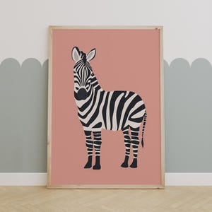 Zebra Wall Art for Kids Room, Safari Animal Print, Nursery Jungle Decor