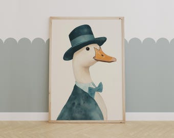Silly Goose Print, Wall Art, Retro Wall Art, Quirky Art, Nursery Art, Nursery Wall Art, Animal Wall Art