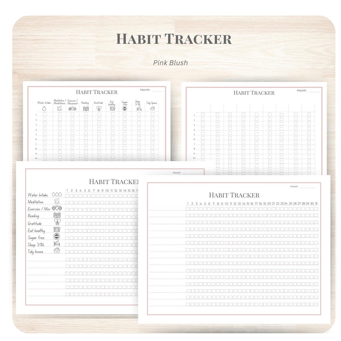 31-day Habit Tracker Printable PDF | Wellness Planner | A4 + A5 + US ...