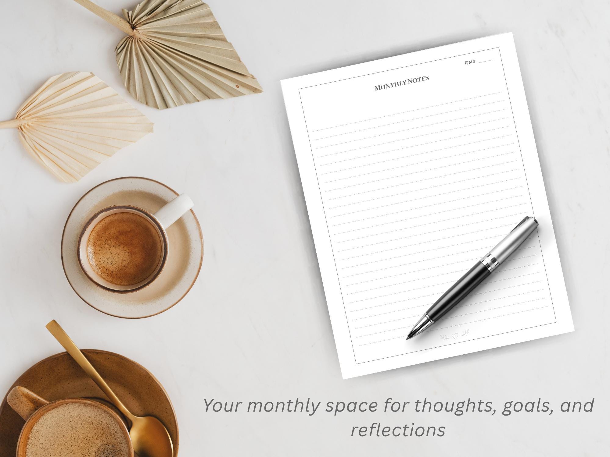 Monthly Notes Printable | Lined Minimalist Page (PDF) - Etsy
