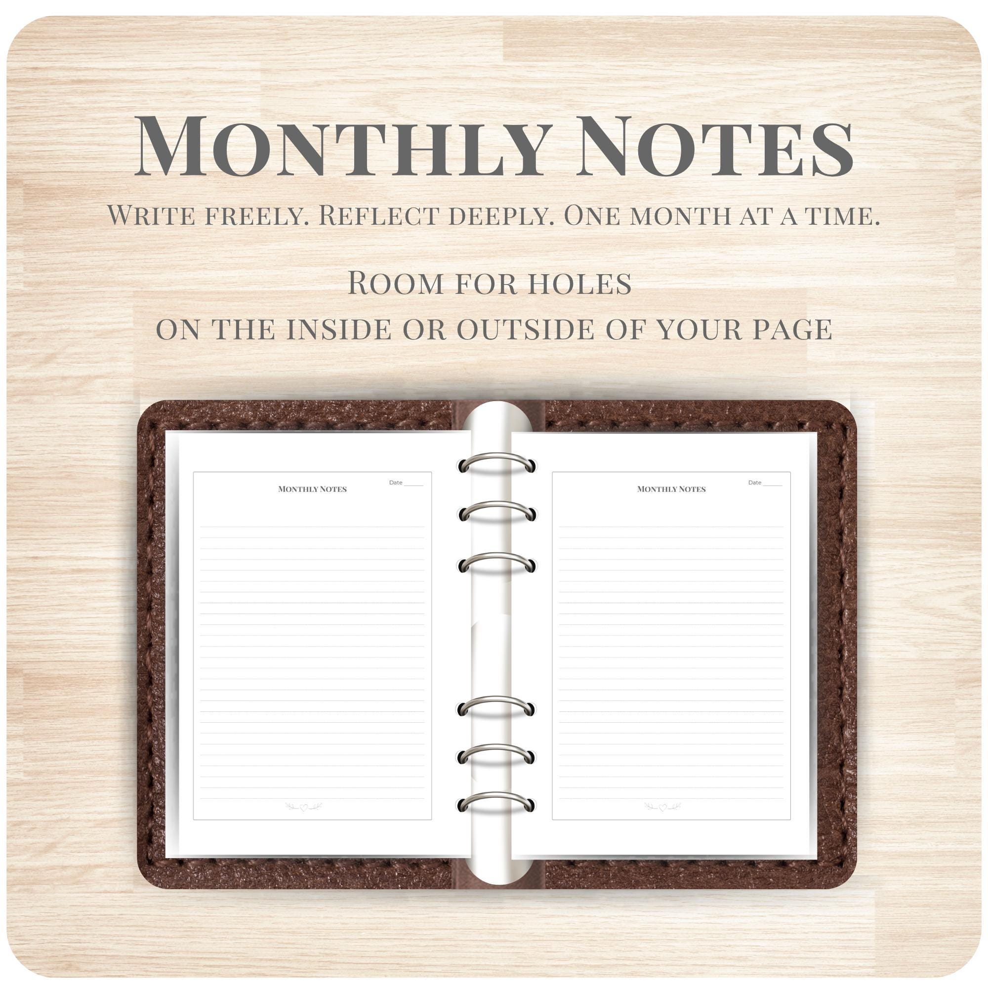 Monthly Notes Printable | Lined Minimalist Page (PDF) - Etsy