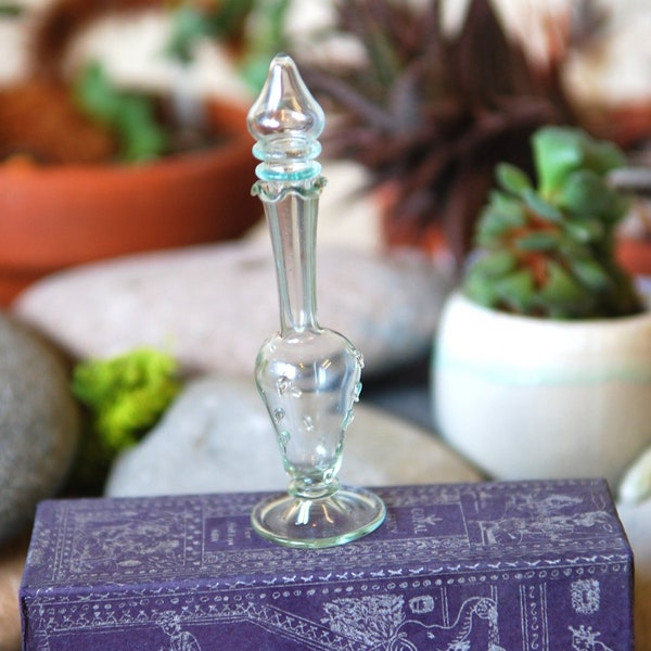 Exquisite Indian Handmade Glass Perfume Bottle with Dropper
