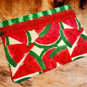 Juicy Watermelon, Handmade, Adorable, Zipper Pouch!