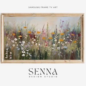 Samsung Frame TV Art | Wildflower Field | Flower Meadow | Vintage Painting | Nature Landscape | Floral Art | Digital Download