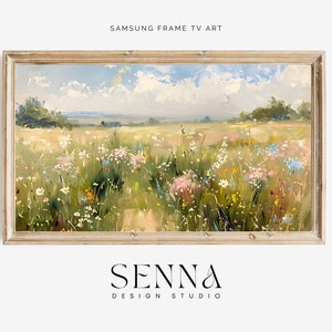 Samsung Frame TV Art | Spring Wildflower Field | Country Flowers Art | Warm Tone Wildflowers Art | Digital Download Frame TV Art