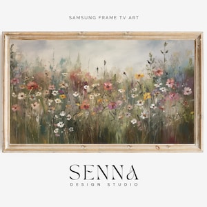 Samsung Frame TV Art | Wildflower Field | Flower Meadow | Vintage Painting |  Nature Landscape | Floral Art | Digital Download