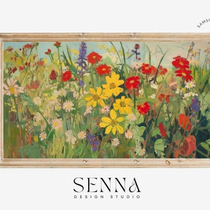 Samsung Frame TV Art Spring | Wildblumenfeld | Blumenwiese | Vintage Malerei | Bunte Blumenkunst | Digitaler Download