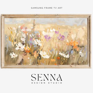 Abstract Samsung Frame TV Art | Spring Oil Painting | Textured Spring Wildflowers Painting | Spring Farmhouse Decor | Digital Download TV