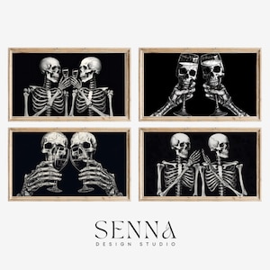 Samsung Halloween Frame TV Art Set | Funny Skeletons | Neutral Halloween | Skeleton Art | Cheers | Fall Art |