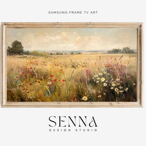 Samsung Frame TV Art | Spring Wildflower Field | Country Flowers Art | Warm Tone Wildflowers Art | Digital Download Frame TV Art