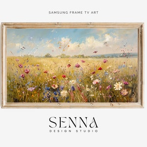 Samsung Frame TV Art | Spring Wildflower Field | Country Flowers Art | Warm Tone Wildflowers Art | Digital Download Frame TV Art