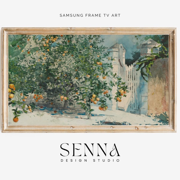 Samsung Frame TV Summer Art | Citrus Fruit | Orange Tree Grove | Country Antique Painting | Digital Download