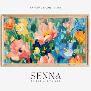 Abstract Samsung Frame TV Art | Art For Frame TV | Pastel Floral Art | Oil Painting | Digital Download
