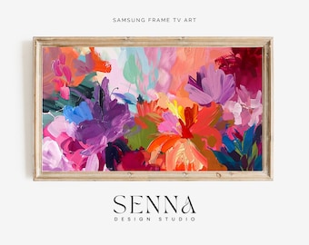 Pintura floral abstracta colorida para televisor Samsung (descarga digital)