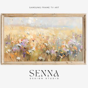 Abstract Samsung Frame TV Art | Spring Oil Painting | Textured Spring Wildflowers Painting | Spring Farmhouse Decor | Digital Download TV