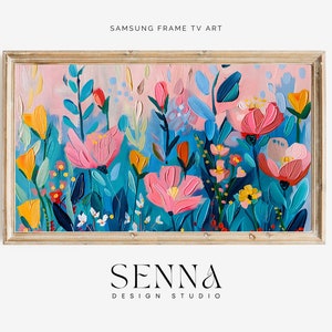 Abstract Samsung Frame TV Art | Art For Frame TV | Pastel Floral Art | Oil Painting | Textured Floral Art | Digital Download