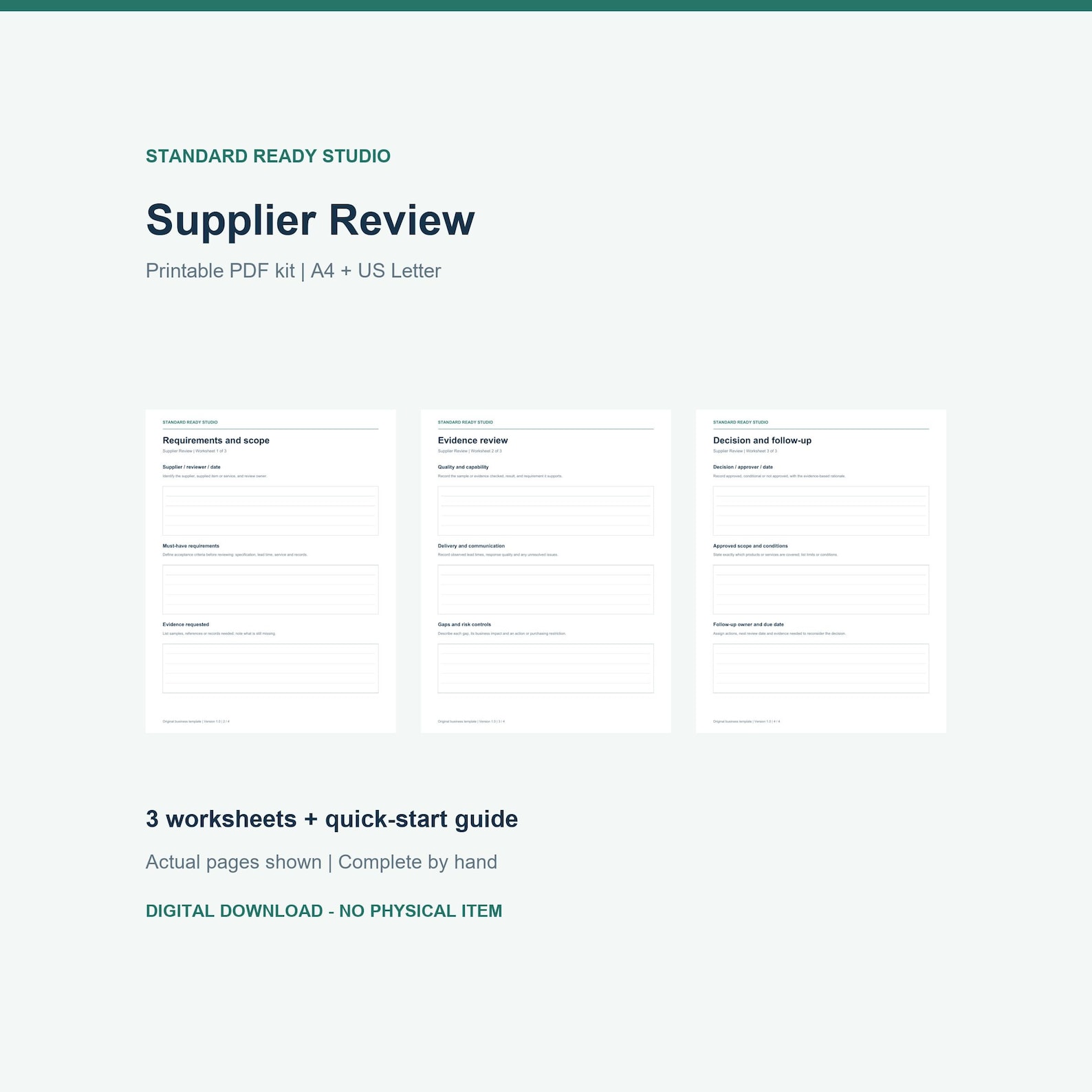 Supplier Evaluation Forms PDF, Vendor Review Checklist and Approval ...