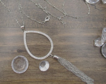 Swarovski Diamond Teardrop Necklace with Tassels
