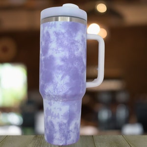 IN STOCK 40 Oz Tie Dye Tumbler Purple Stanley Dupe Summer Cup With Handle  Free Shipping 