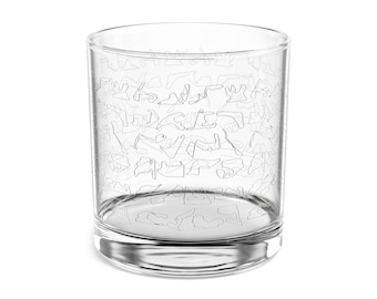 Bicchiere da whisky e rocce Racetrack / Barware Formula 1 / Bicchieri per appassionati di corse / Regalo per sport motoristici / Bicchiere da collezione F1 / Linee nere