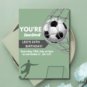 Digital Football Birthday Invitation