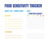 Food Sensitivity Log - Food Sensitivity Chart - Health Tracker - Medical Tracker