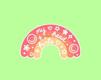 Hoofdpijnstickers - regenboogstickers Stickers geestelijke gezondheid - schattige stickers - waterdichte stickers - waterflesstickers - laptopstickers